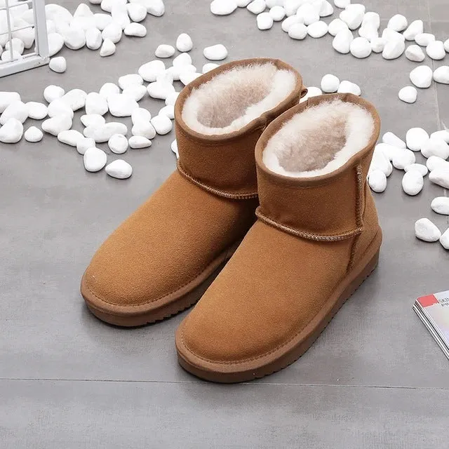 Uniwim Christmas Gifts Women's Snow Short Flat Bottom Fleece-lined Cotton Boots